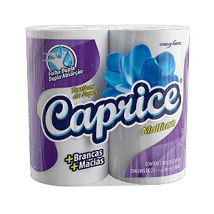 Papel Toalha Folha Dupla Caprice – Pacote com 2 Rolos de 100 Folhas