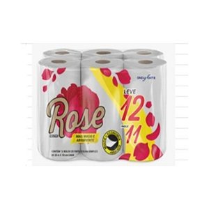 Papel Higiênico Folha Dupla Rose Neutro 20m – Pacote com 12 Rolos