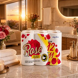 Papel Higiênico Folha Dupla Rose Neutro 20m – Pacote com 12 Rolos