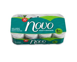 Papel Higiênico Novo 8 Rolos 30m Macio e Absorvente