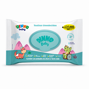 Toalhas Umedecidas Dinno Baby 120 Unidades