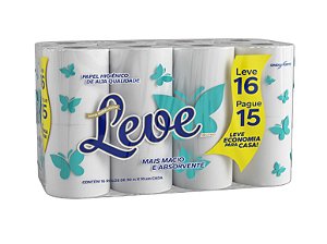 Papel Higiênico Leve Neutro 16 Rolos 30m x 10cm Leve 16 Pague 15