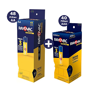 Kit Pilhas Rayovac Amarelinhas 88 Unidades AA e AAA