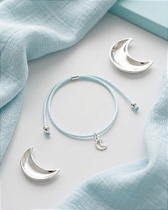 Pulseira colorida com pingente Lua e ponteiras em Pratas 925