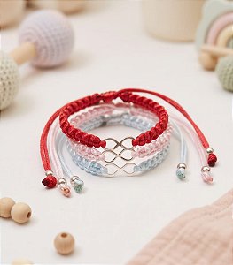 Pulseira macramê coloridas infinito com ponteira Prata 925 RN