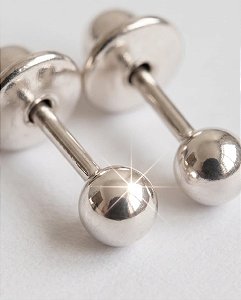 Brinco bolinha em prata 925 com tarraxa Baby 1mm