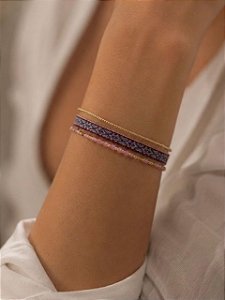 Pulseira Tripla Tons de Azul Miçangas