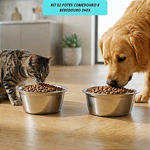 Kit 02 Tigelas Comedouro e Bebedouro Inox Pet Tigela Multi-Uso Para Comedouro Saladeiro Sobremesas