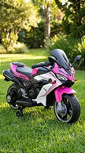 Moto Elétrica Infantil Ninja Esportiva Rosa Com Rodinhas Rosa-chiclete