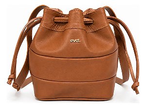 Bolsa Transversal Ombro Bucket Saco Couro Legitimo Evo Marrom Couro