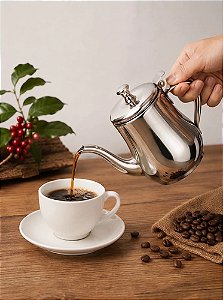 Bule Inox Chá Café 280ml Suco Agua Cozinha Panela Clássico Prateado