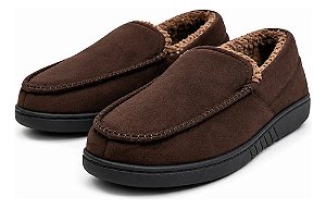 Pantufa Masculina Franciscana Sapato Forrado Lã Confortável Marrom Forrado