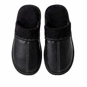 Pantufas masculinas em couro legítimo, forradas com lã.