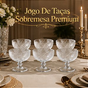 Conjunto De 06 Taças De Sobremesa 340ml Jogo Taça Vidro Elegante Design Moderno Mesa Posta