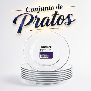 Conjunto Kit 06 Pratos Fundo Vidro Transparente Duralex 22.5cm Astral Prato De Vidro Mesa Posta