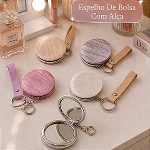 Espelho De Bolsa Portátil Dobrável Com Alça Espelho De Bolso Com Lente De Aumento