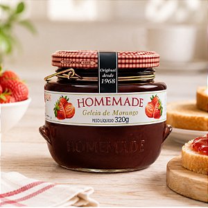 Geleia Natural De Morango Homemade Pote Vidro 320g Original Geleia De Fruta Dieta Fit Sem Gluten