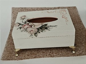 Caixa de Lenço Branca com Rosas