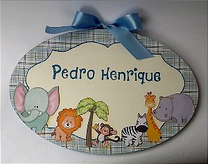 Placa Bichinhos e Nome do Bebê - sob encomenda