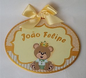 Placa Bebê Ursinho Bege - sob encomenda