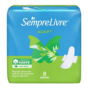 Absorvente Suave Com Abas Adapt (SempreLivre) - 8 tiras