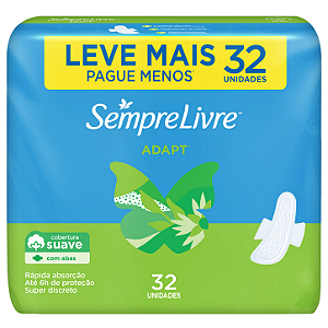 Absorvente Suave Com Abas Adapt (SempreLivre) - 32 tiras