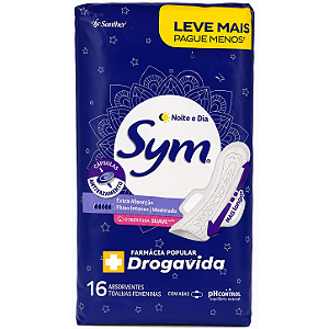 Absorvente Suave Com Abas Noite e Dia Extra Absorção (Sym) - 16 tiras