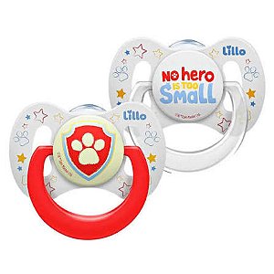 Kit com 02 Chupetas Patrulha Canina Dia e Noite Brilha No Escuro (Lillo)