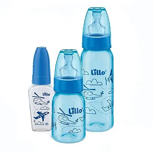 Kit com 03 Mamadeiras Lillo Evolução Divertida Azul