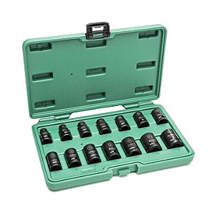 JOGO SOQUETE IMPACTO 1/2  CURTO 10 A 24 MM 14 PCS   ST34397T  SATA