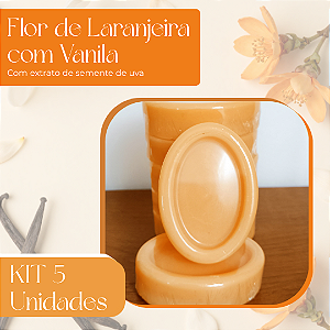 Kit 5 Sabonetes de Flor de Laranjeira e Vanila com Semente de Uva