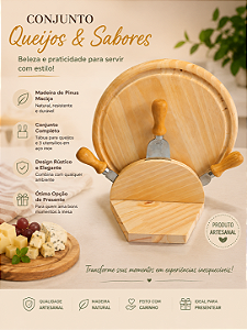 Kit Gourmet de Pinus com Tábua para frios e Espátulas