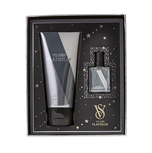 Kit masculino VS him platinum victoria's secret loção hidratante 100ml e eau de parfum 7,5ml