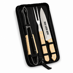 Kit Churrasco 3 Peças com Estojo Zíper