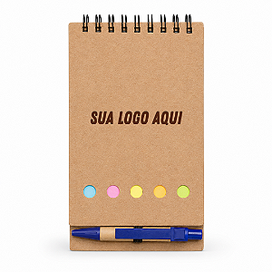 Bloco de Anotações com Autoadesivos e Caneta