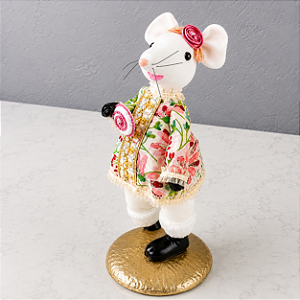 Ratinha Decorativa em Tecido Bordado 50cm
