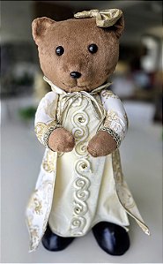 Ursa Decorativa em Tecido Bordado 60 cm