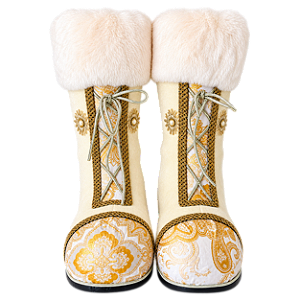 Par de Botas Decorativas em Tecido Bordado 40 cm