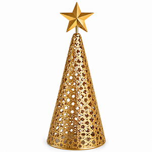 Árvore Decorativa em Metal Dourado com Suporte Interno para Vela 30cm