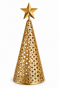 Árvore Decorativa em Metal Dourado com Suporte Interno para Vela 30cm