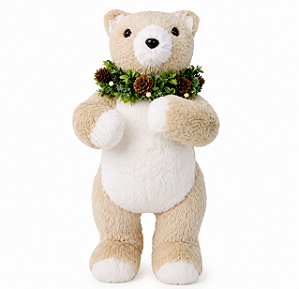 Urso Decorativo em Pé de Sisal Bege 50 cm