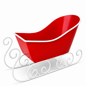 Trenó Vintage Retrô em Metal Vermelho e Branco 30 cm