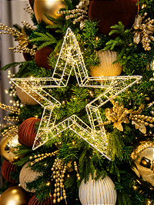 Estrela Iluminada 3D em LED Branco Quente Bivolt 50 cm