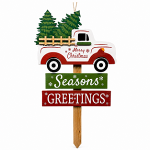 Placa Decorativa de Natal em Madeira 90 cm