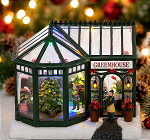 Vila Natalina Estufa Greenhouse com Iluminação LED 18 cm