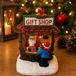Vila Natalina Gift Shop em Resina 10 cm