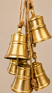 Cacho com 7 Sinos em metal Dourados Decorativos 50 cm | Enfeite Natalino com Cordão Rústico | Decoração de Natal Clássica Premium | Delicare Home