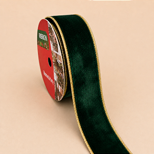 Fita Aramada em Veludo Verde 4,5 cm x 9,14 m