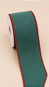 Fita Aramada Verde com Bordas Vermelhas 6,3 cm x 9,14 m | Clássica de Natal | Delicare Home