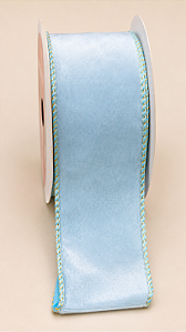 Fita Aramada Azul Claro Aveludada 6,3 cm x 9,14 m | Acabamento Dourado | Delicare Home